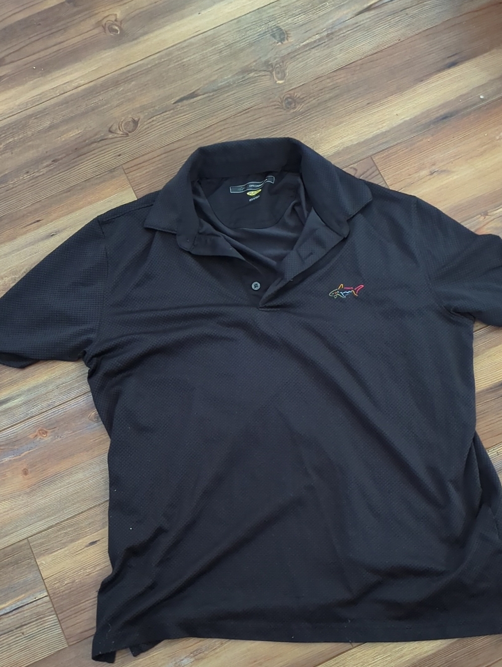 Performance Polo Shirt with Shark Logo - Black